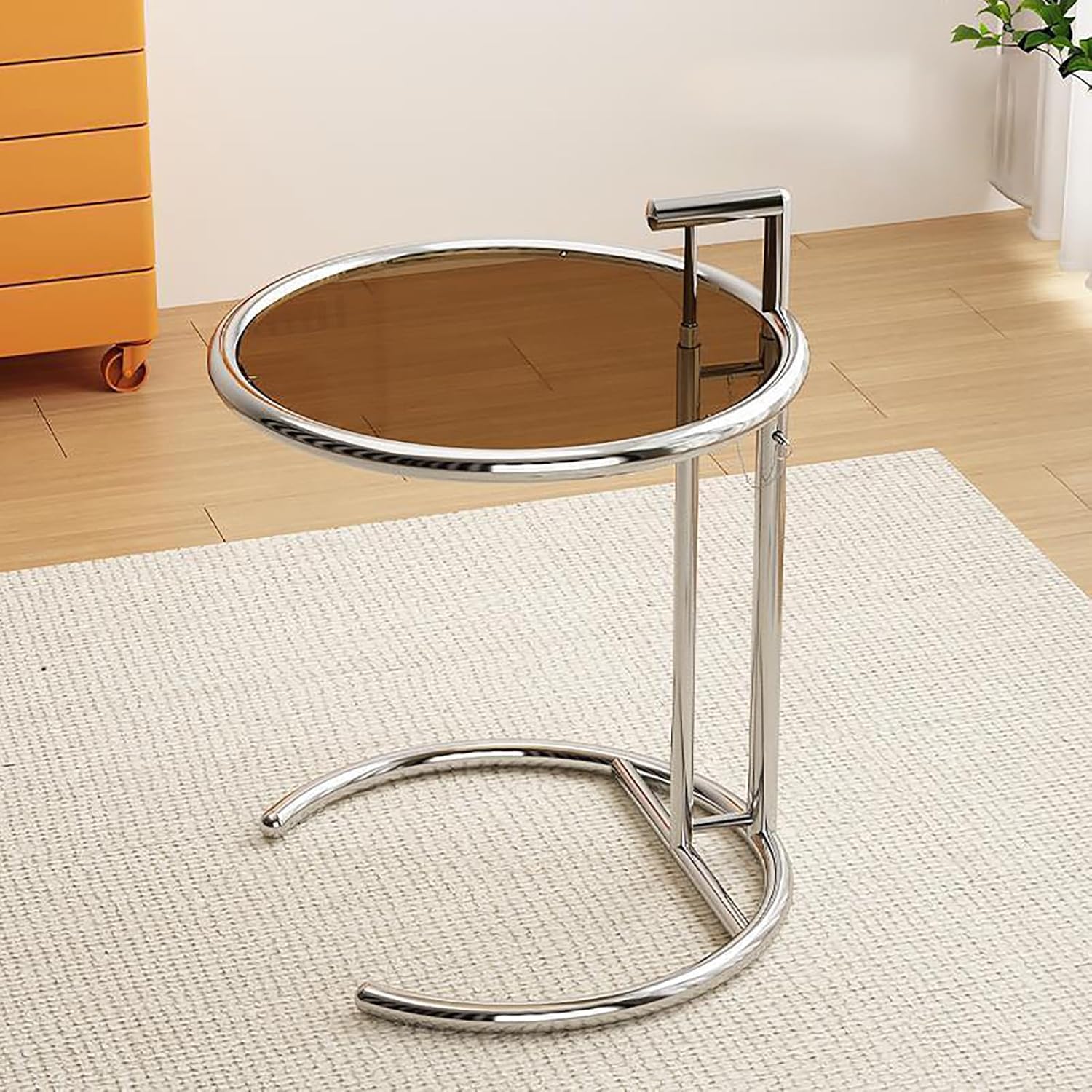GRIPITHPY CShaped Sofa Side Table,Adjustable Height Round