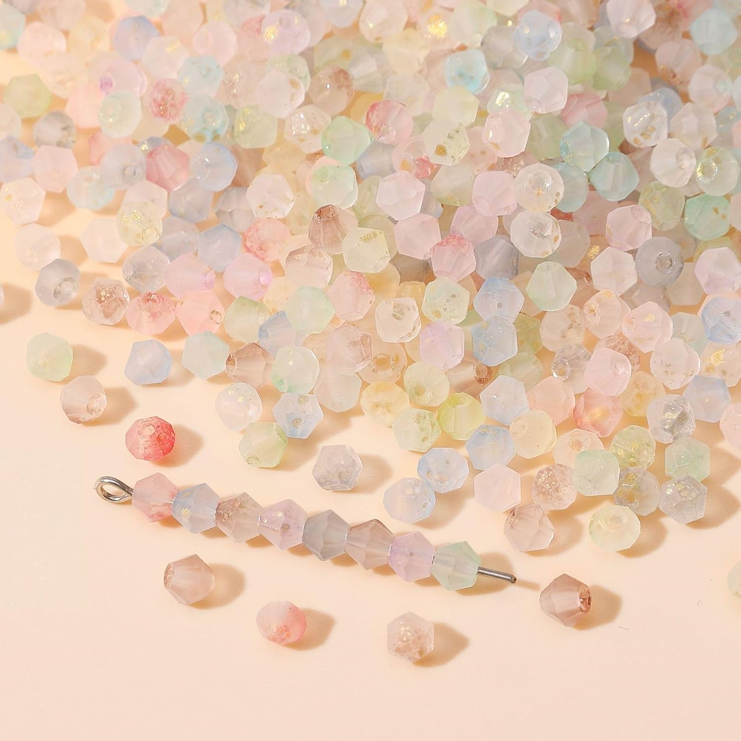 1100pcs 5Styles Acrylic Frosted Beads for Jewelry Making Colorful Matte Beads with Golden Speckles Star Heart Butterfly Flower Bicone Spacer Bead for Necklace Bracelet Earrings DIY Craft
