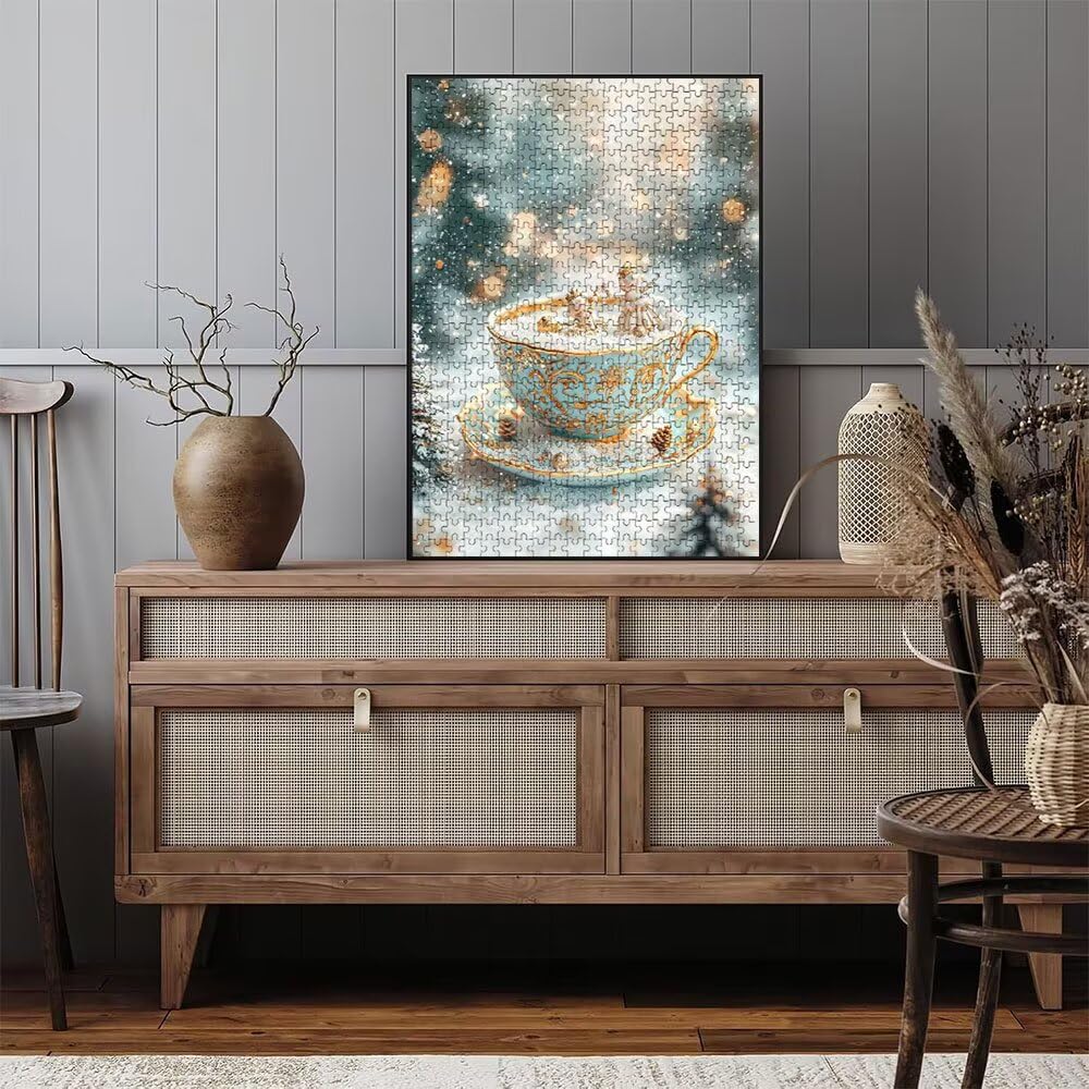 Puzzle 5000 elementów, puzzle dla dorosłych kubek do herbaty płatki śniegu artystyczne puzzle, gra puzzli, drewniane układanki, niemożliwe klasyczne układanki, do gry edukacyjnej wyzwanie zabawki