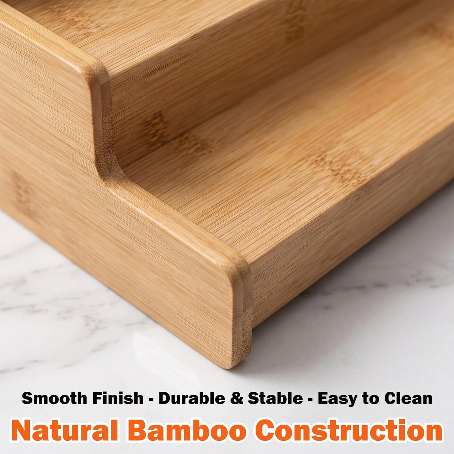 3-Tier Expandable Bamboo Can Rack Organizer for Kitchen Pantry,Expands in Width 13 to 22.8 Inches,for Cans,Spice Jars & Snacks,22 lb Easy-View Cabinet Countertop Shelf