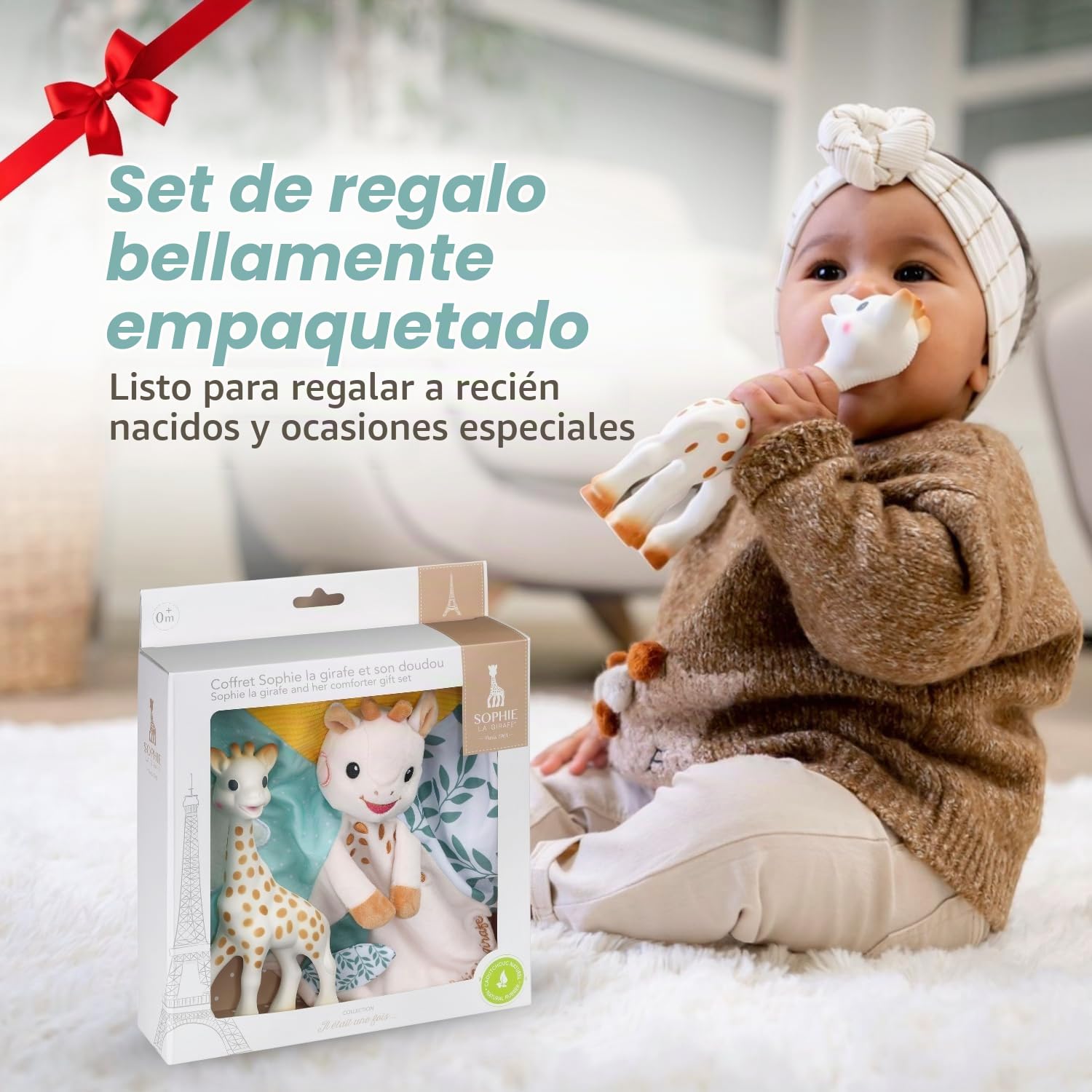 Vulli – Estuche Sophie La Jirafa y su Doudou – Juguete de bebé 0 Meses+ – Caucho natural y textiles Sensoriales – Doudou con enganche Chupete – Idea de regalo para nacimiento – Colección Había una vez