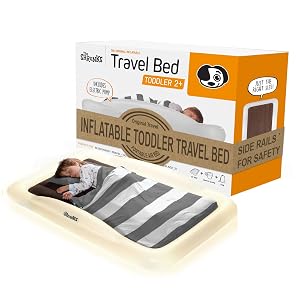 The Shrunks Inflatable Toddler Travel Bed with Safety Bumpers | Portable Toddler Bed for Kids | Toddler Air Mattress | Air Mattress with Bed Rails