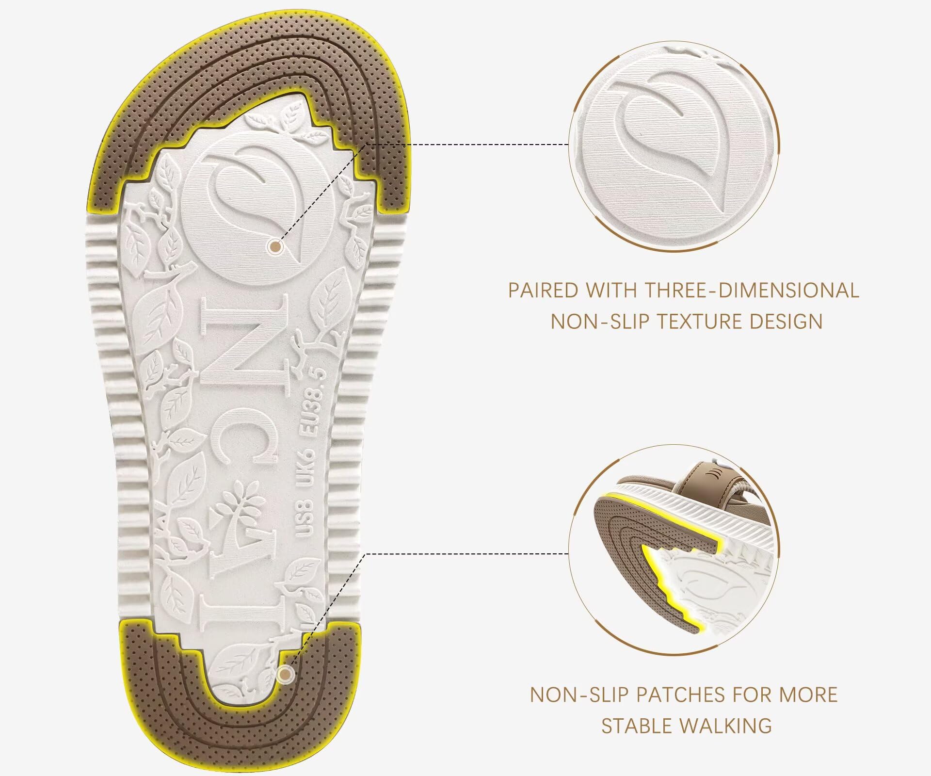 ONCAI Sandalias Ortopédicas para Mujer de recuperación para caminar Soportes de arco para fascitis plantar Amortiguación suave Verano ajustable Sandalias Talla 36-43