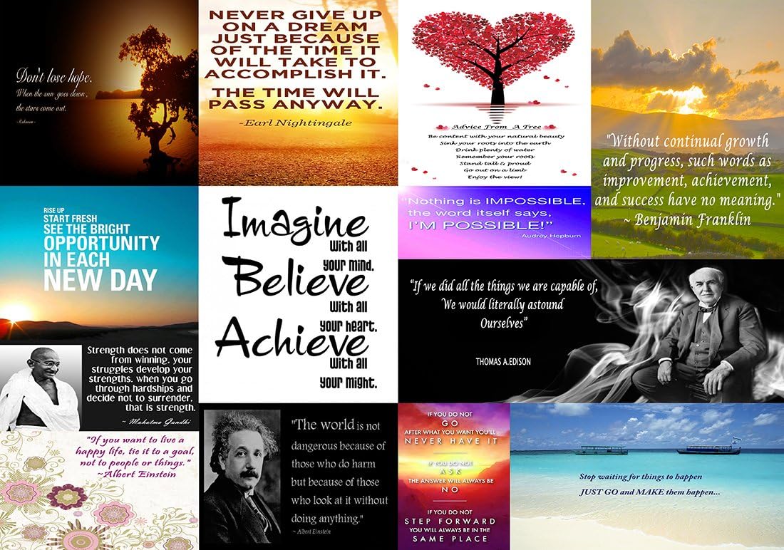 Motivation Quotes Multi Coloured Canvas Wall Art Picture Print 100% cotton (20" x 20")