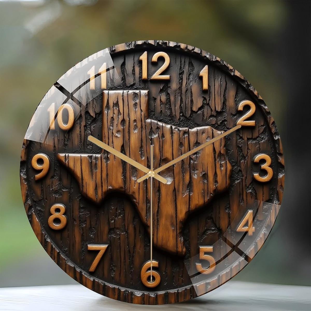 Reloj de pared acrílico silencioso de 8 pulgadas, mapa del estado de Texas, reloj de pared de madera, decoración rústica del hogar, reloj silencioso que no hace tictac, decoración artística del hogar para cocina, baño, dormitorio, sala de estar, oficina