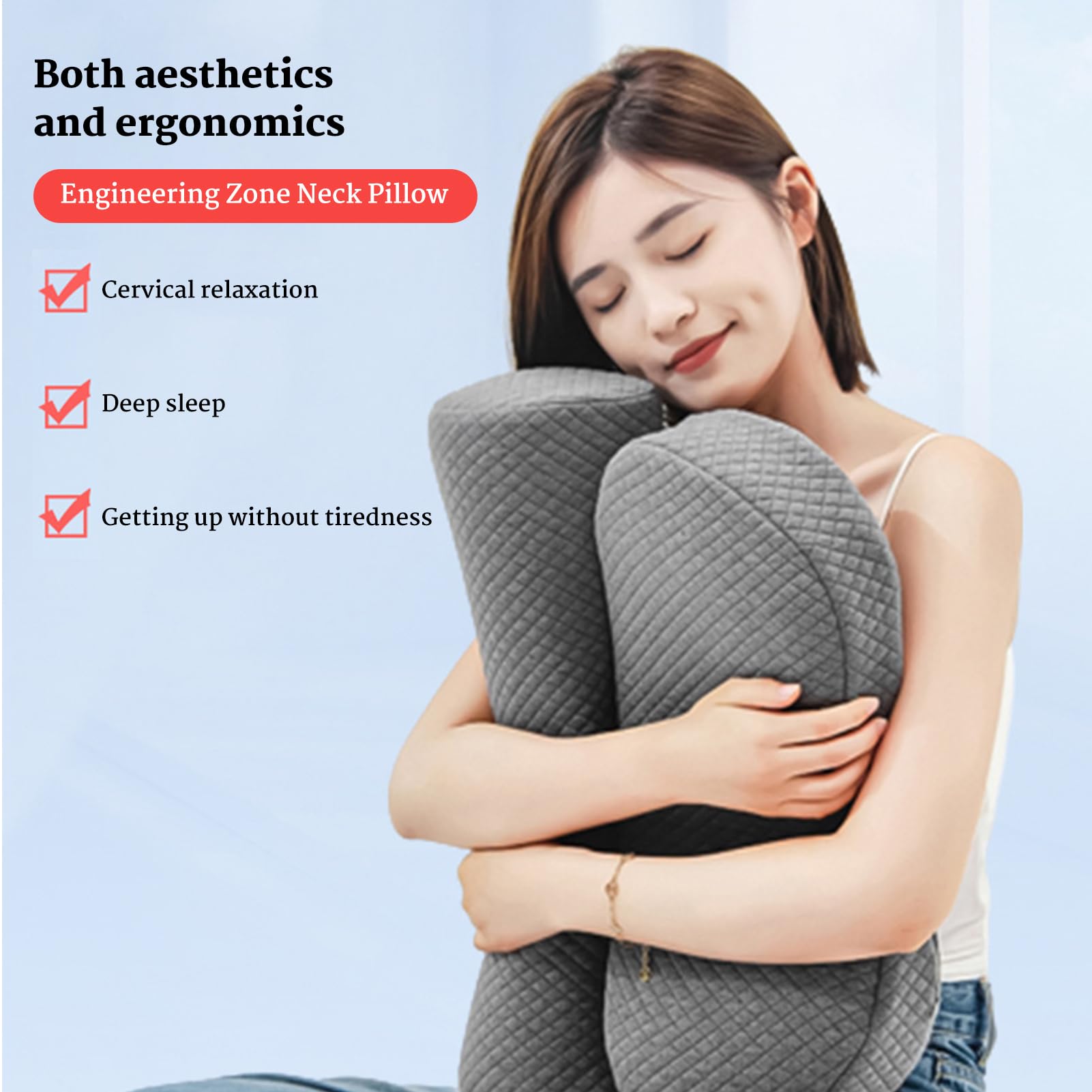 Almohada de Contorno Suave Cojín Antitracción Reposacabezas | Soporte Para La Cabeza De Almohada Cervical para Hombres y Mujeres Mayores Viaje Oficina Hogar Coche Cama Sofá Lectura