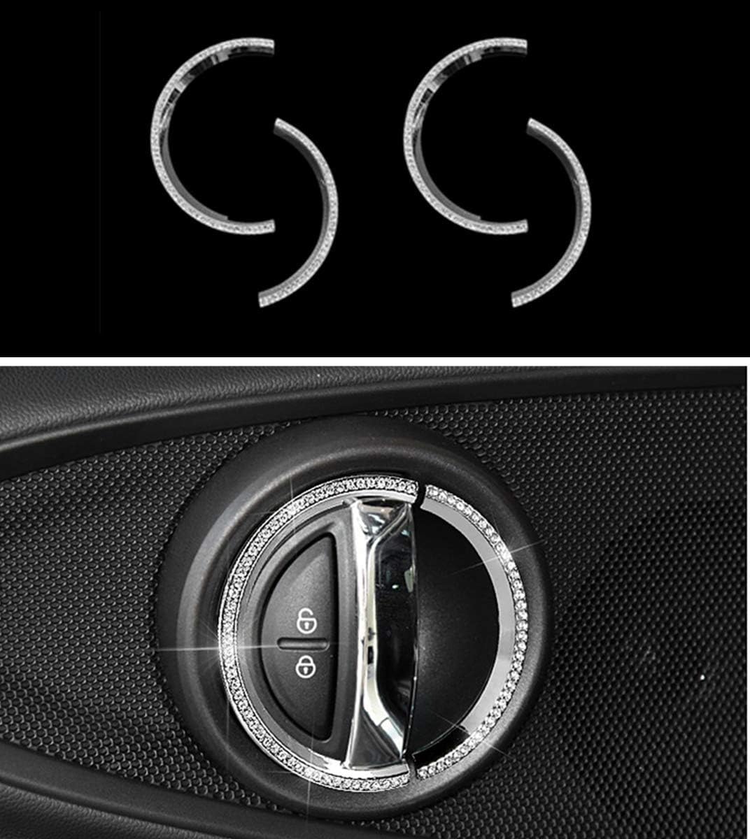 Bling Interior Accessories Fit for MINI Cooper F54 F55 F56 F60 Rhinestone Crystal Fashion Modification Accessories (Silver, Tachometer Decorative Ring 2pc/Set)