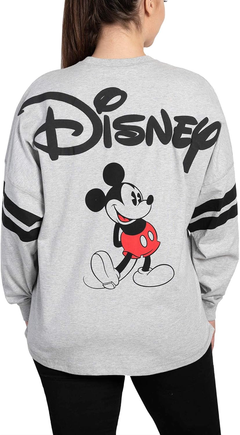 Disney Jersey Women's Mickey Mouse Long Sleeve, Gray (Small) - Image 2