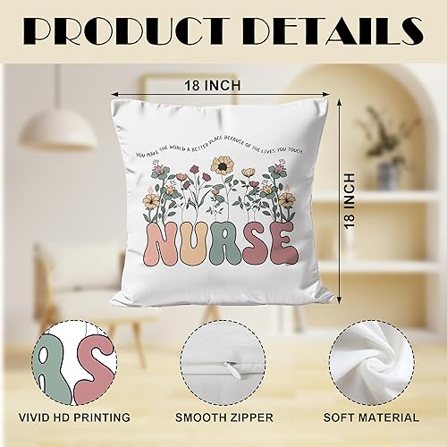 Miniatura 6 de Fundas de almohada decorativas para enfermeras registradas de 18 x 18 pulgadas, fundas de almohada de regalo de agradecimiento para enfermeras,