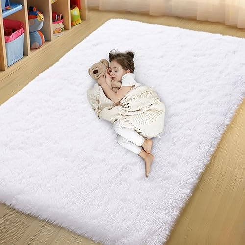 Miniatura 89 de Alfombras de área de 6 x 9 pies para sala de estar, alfombra azul grande y esponjosa para dormitorio, alfombras suaves y peludas para dormitorio de