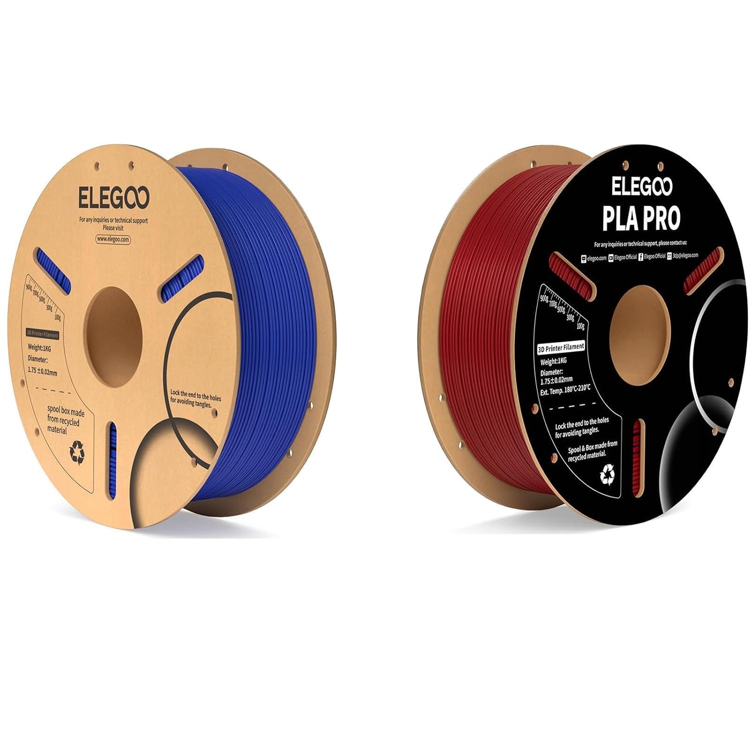 PLA Filament Dark Blue 1KG & PLA PRO Filament Burgundy Red 1KG