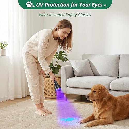 Miniatura 2 de ESCO LITE Linterna UV con luz negra, 51 LED 395 nM, detector ultravioleta de luz negra para orina de perro, manchas de mascotas y chinches de cama