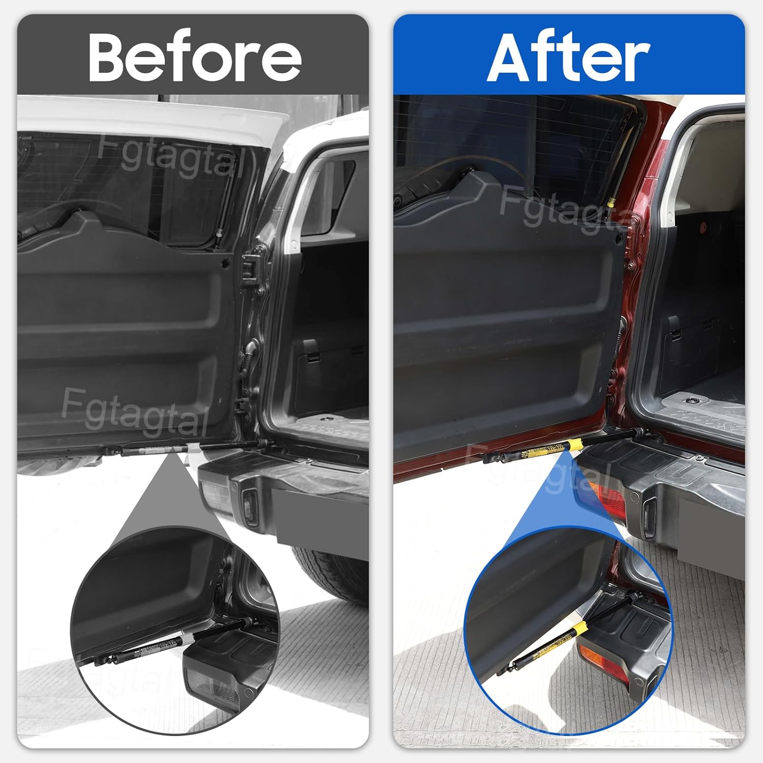 Rear Trunk Door Lift Support Strut Replacement 68907-35081 Compatible with Toyot@ FJ Cruiser 2007-2010, Tailgate Lift Supports Kit Assist Hydraulic Rod Gas Charged Strut Shock Lifting Bracket