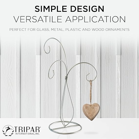 Tripar Decorative Silver Spiral Tree Display (10.6-Inch Height) - Durable, Lightweight Design Perfect for Tabletop - 3 Arms Allows for Hanging Ornaments, Jewelry & Other Small Accessories