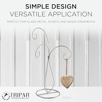 Tripar Decorative Silver Spiral Tree Display (10.6-Inch Height) - Durable, Lightweight Design Perfect for Tabletop - 3 Arms Allows for Hanging Ornaments, Jewelry & Other Small Accessories