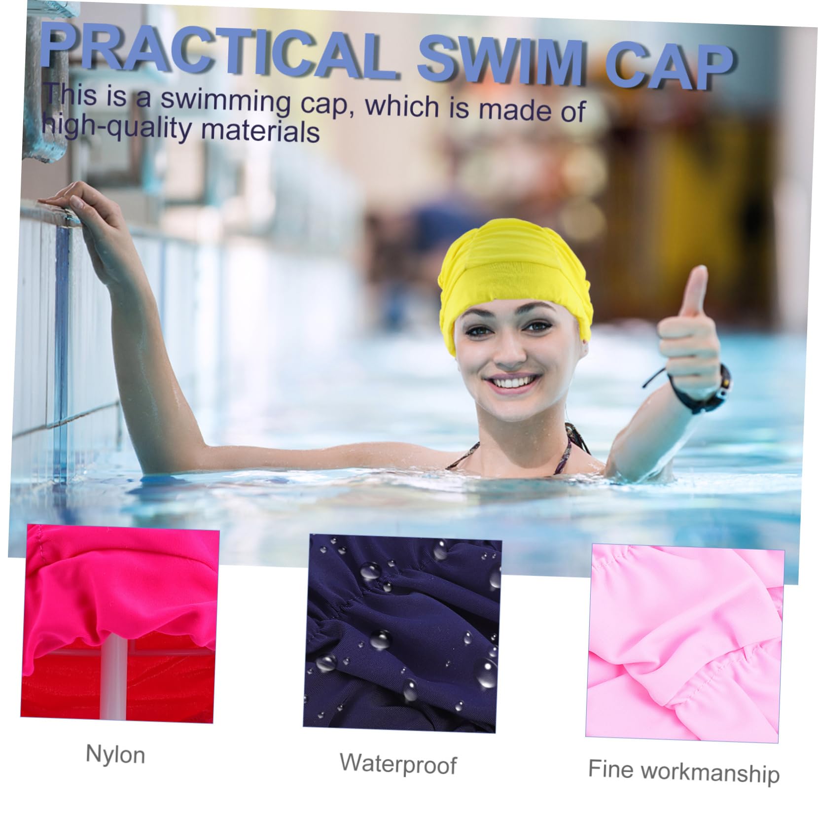 SUPVOX Gorro De Baño Plisado para Los De Natación Gorro De Baño Mujer Tapa Clip De Nariz para Nadar Gorros De Natacion Hombre Gorro De Ducha Nylon Blue