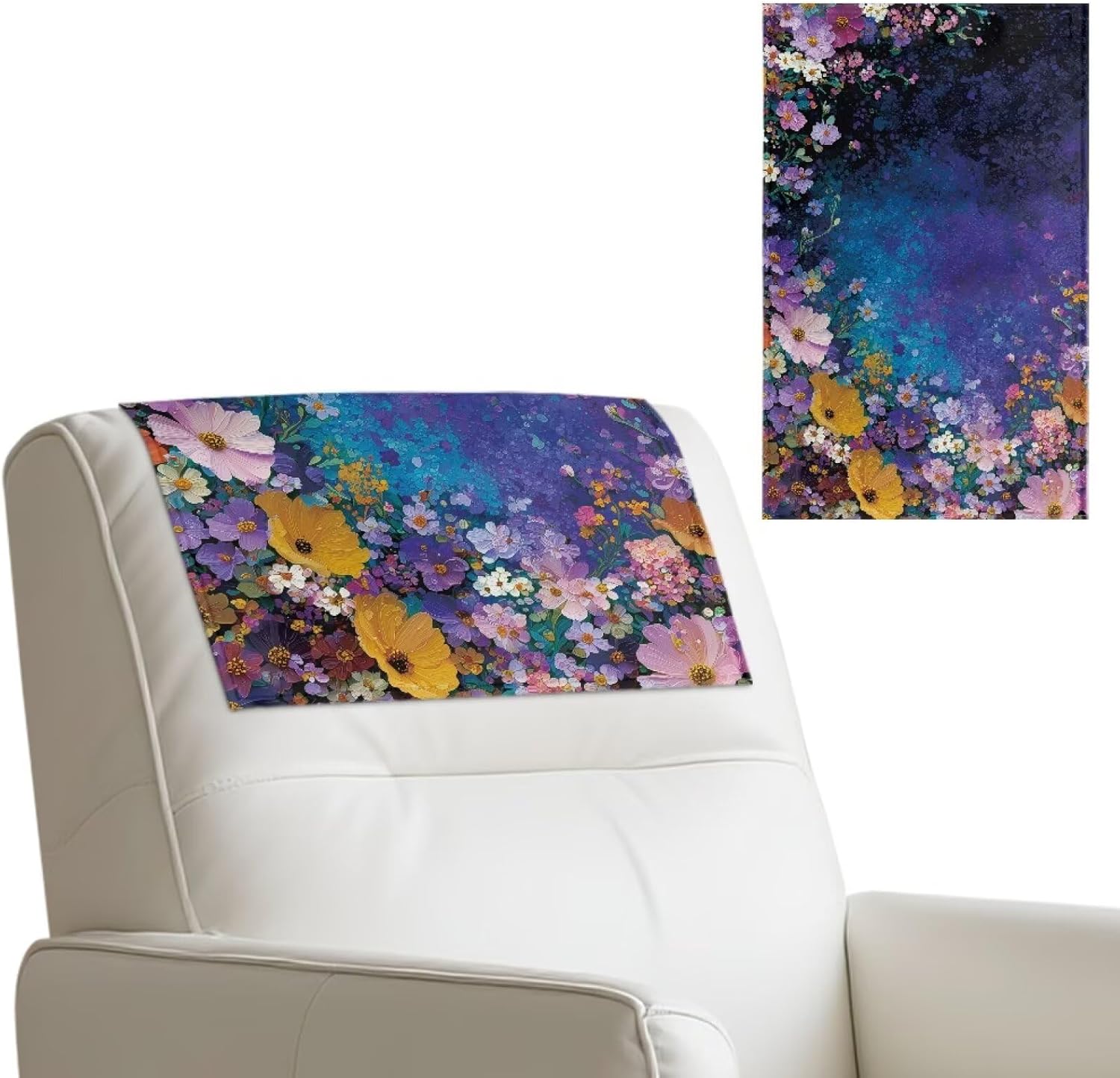 Merkmak Recliner Headrest Protector Rose Stars Sofa Headrest Covers with Hook and Loop Floral Furniture Protectors for Office Home Recliner Head Rest Slipcovers Housewarming Gifts - 3Pcs