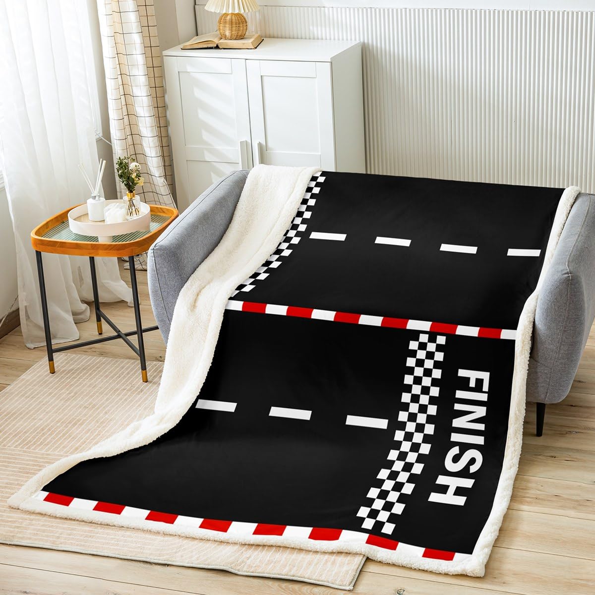 Amazon.com: Castle Fairy Start and Finish Bed Blanket,Race Car Track  Flannel Blanket for Room Decor,Checkered Flag Extreme Sports Fleece Blanket  for Kids Adults Sofa Dorm Decor,Throw 50x60 : Home u0026 Kitchen