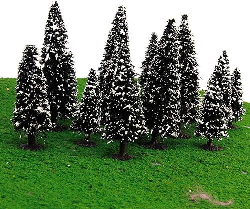 Miniatura 4 de Milageto En caja 15 árboles de cedro W/modelo de nieve tren ferrocarril invierno paisaje escala