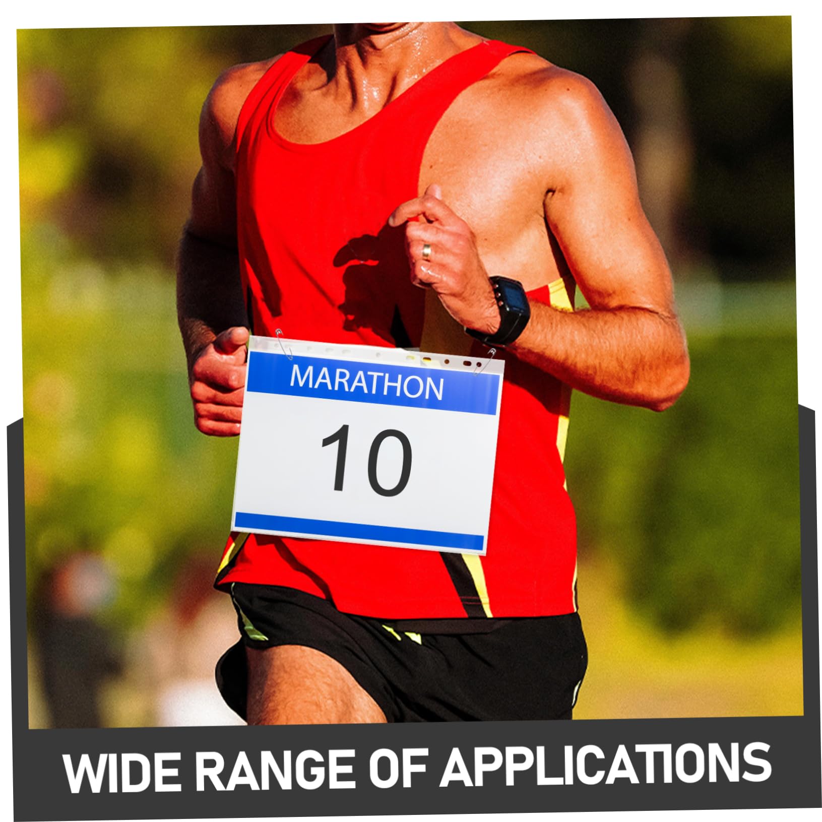 WOONEKY Porte-dossard Transparent en PVC Étanche 100 Pièces Paquet D'affichage pour Dossard De Course pour Événements Pratique pour Entraîneurs Et Arbitres