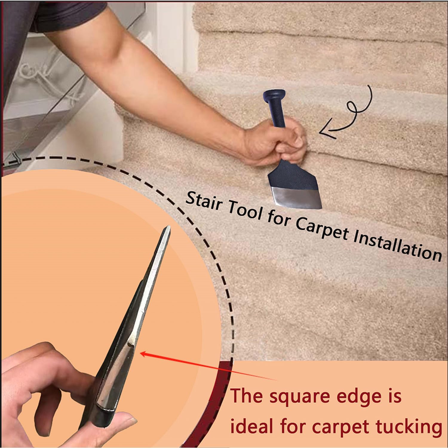 Aetherix Carpet Tucking Tool, 3.5” Wide Carpet Tucker and Stair Tool Handheld Rug Tucking Shovel for Quick Installation