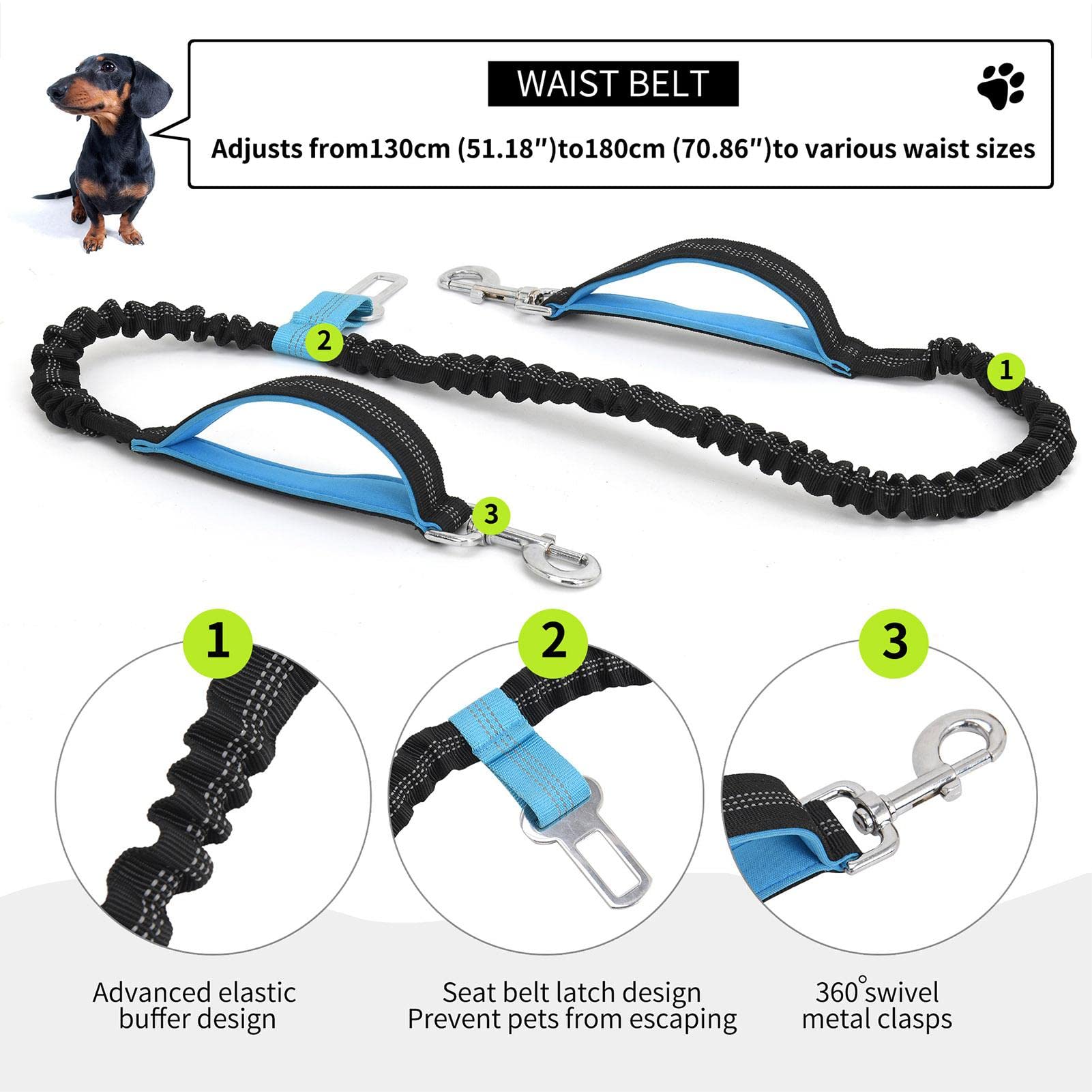 Para Cinturón Para Perros - Mochila De Cintura Para Ejercicios Para Perros | Riñonera Con Correas Ajustables | Funcional Para Pasear Perros | Correa Elástica Para Entrenamiento De Mascotas