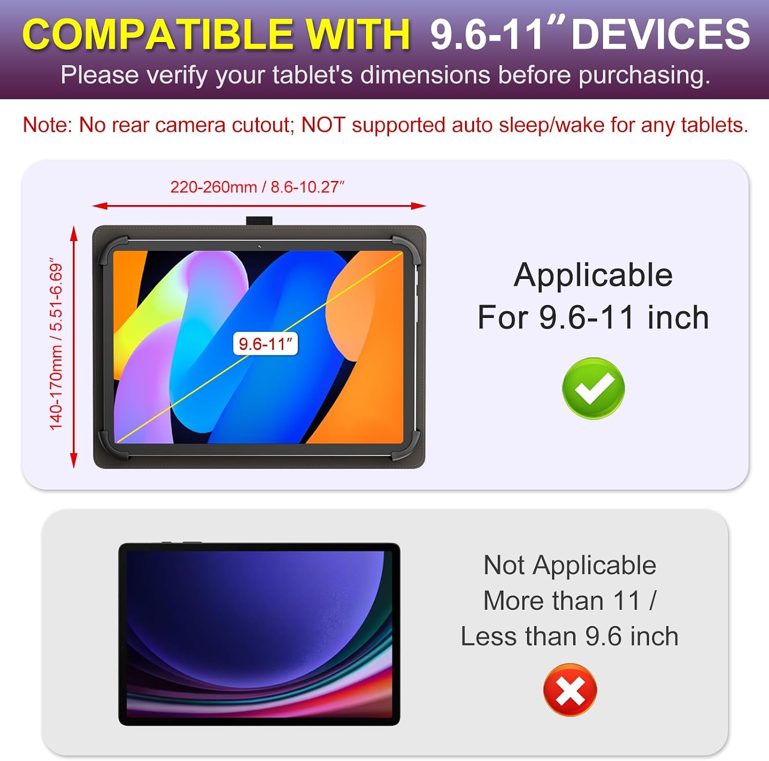 Universal Case for 9.6 10 10.1 11 inch Tablet, for TCL TAB 10 Gen 4, PU Leather Protective Cover for All Android Tablets 9.6-11" with Stand for FEONAL/TECLAST/Lenovo/Samsung/iPad/Latest (Purple) image 2