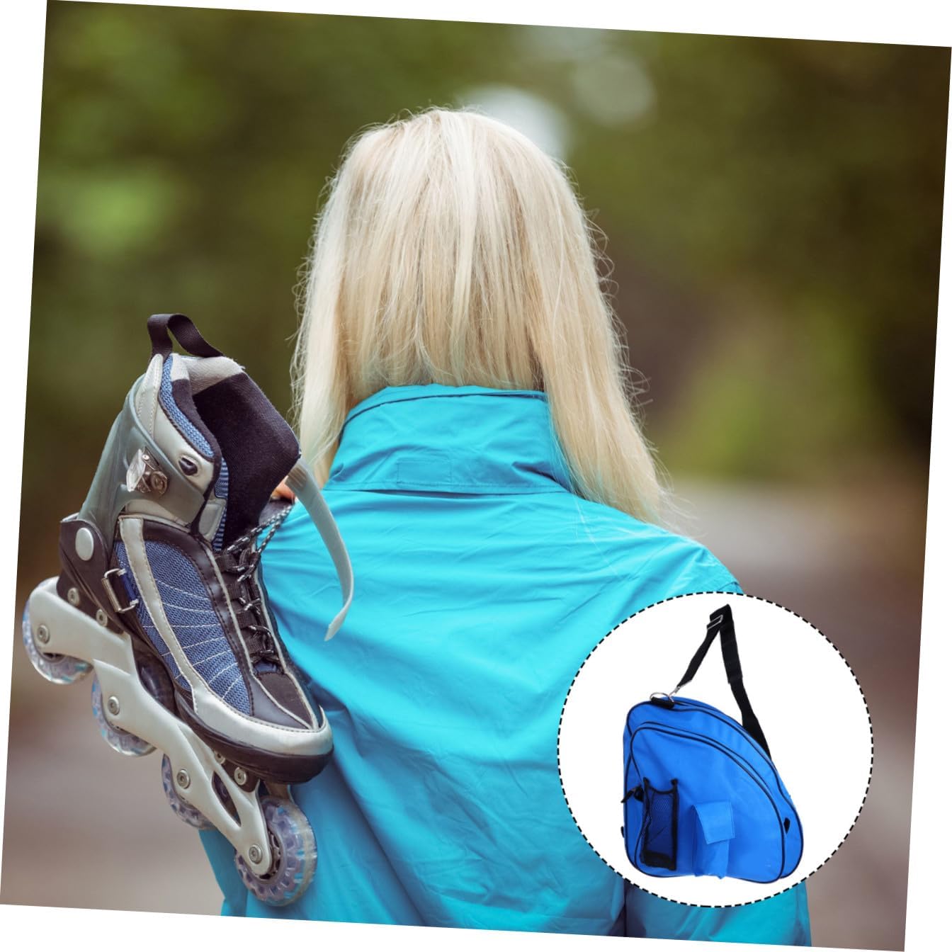 Roller Skates Storage Pouch Ice Skate Bag Portable Carrying Case Stain-resistant Black Design