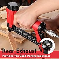 Vista 6 de WORKPRO Pistola de grapas neumática 8016, grapadora de tapicería de calibre 21 con 1500 grapas de 14 a 58 pulgadas, accionada por aire, escape