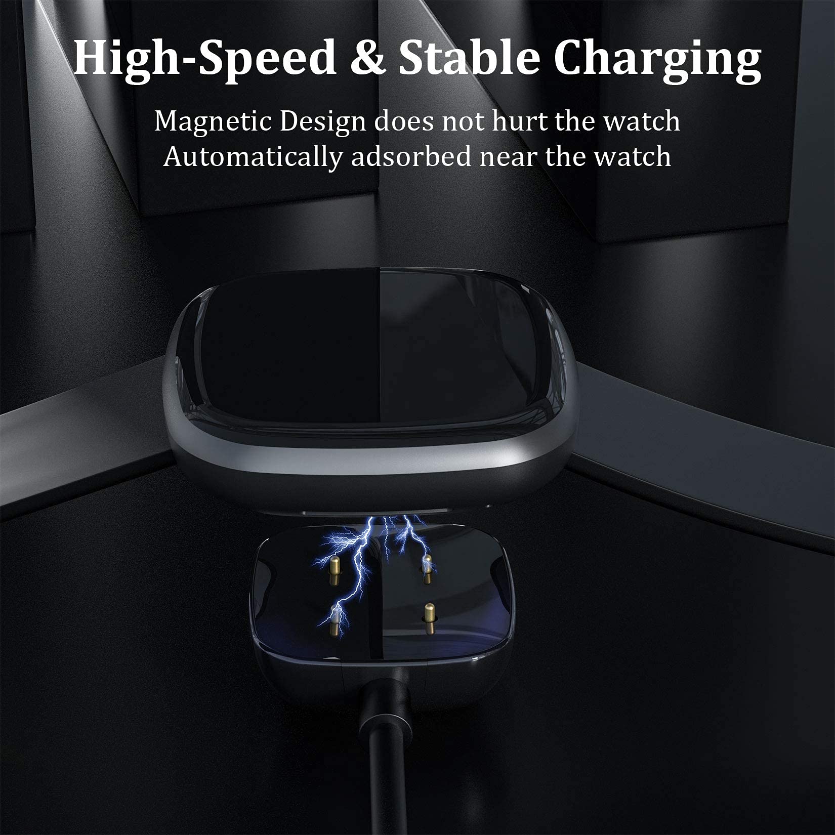 Charger Cable For Fitbit Versa 4/Sense/Versa 3/Sense 2 Replacement Smartwatch Charger Cradle Adapter Data Stand Charging Cable