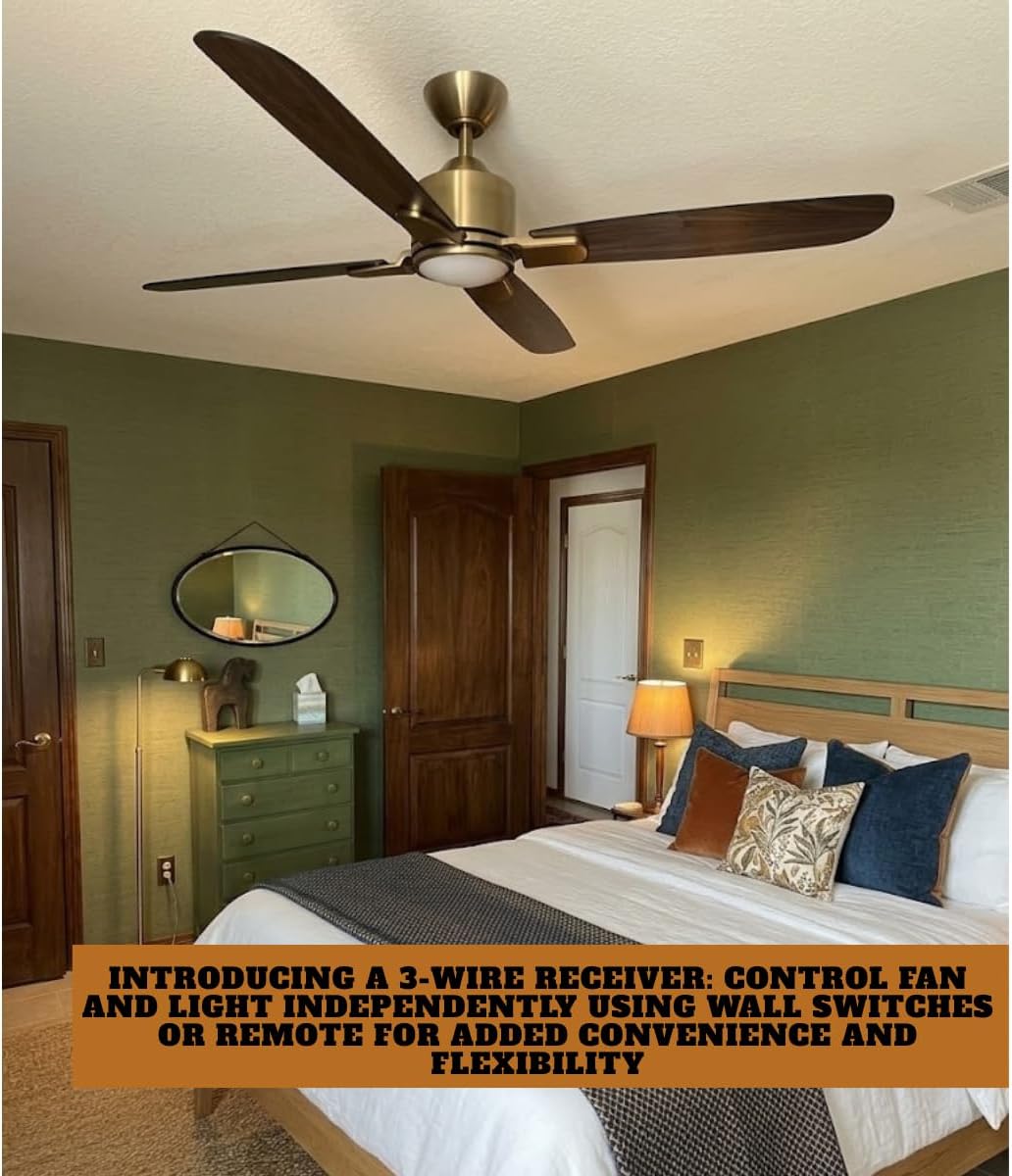 Chelia 56 in. Indoor Gold Ceiling Fan with 14W Dimmable Color‑Changing LED, Remote Control, Reversible Matte Black/Walnut Blades