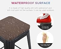 Vista 5 de FDW Taburetes de bar de metal, altura de mostrador, sillas de bar industriales, taburete de patio, taburete apilable sin espalda, taburetes