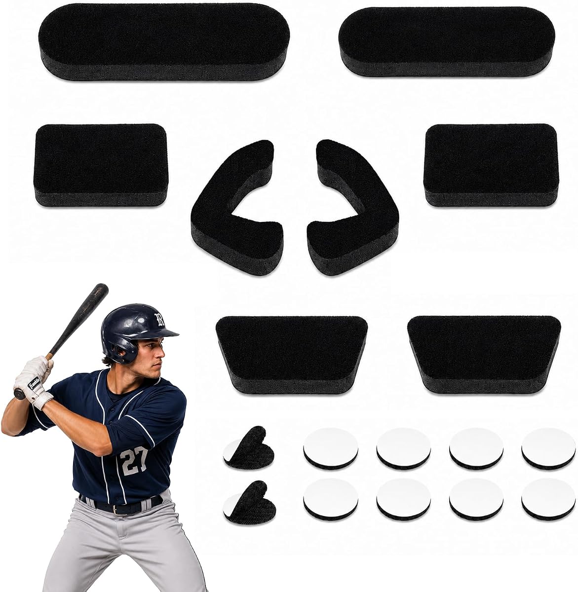 Universal Helmet Padding Fit Kit for Easton Batting & Catcher's Helmets | 0.79" Thick Replacement Foam Pads, Soft Protective Cushion Inserts for Baseball & Softball Helmets, Youth & Adult Players