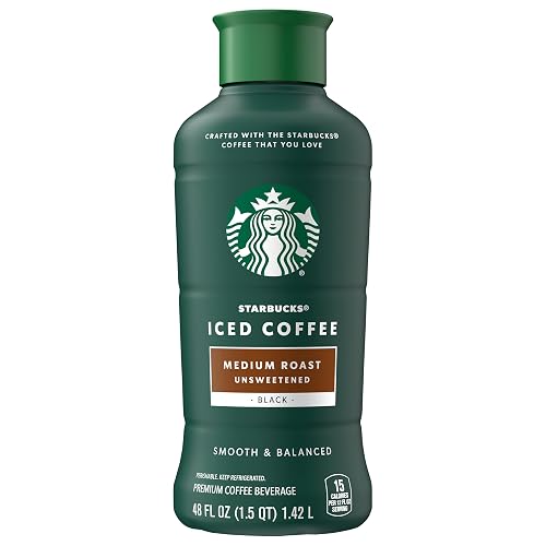 Starbucks Medium Roast Iced Coffee, Black Unsweetened, 48 Fl Oz Bottle | Made with Real Starbucks Coffee,100% Arabica Beans, Chilled Coffee Drink, Enjoy On the Go