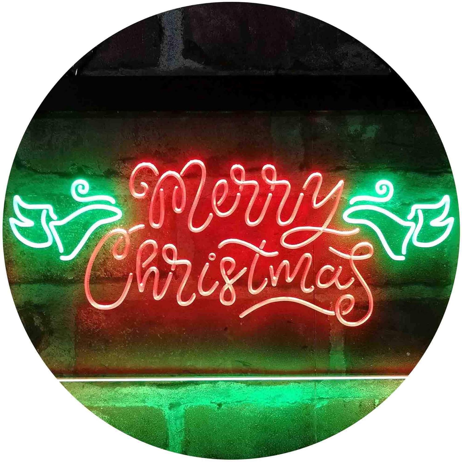 ADVPRO Merry Christmas Wing Dual Color LED Neon Sign Green & Red 12 x 8 Inches st6s32-i4110-gr