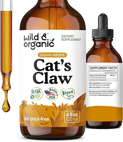 Miniatura 10 de Wild & Organic Tintura de garra de gatos, extracto de garra de gato sin alcohol para apoyo inmunológico, suplemento concentrado de hierbas de garra