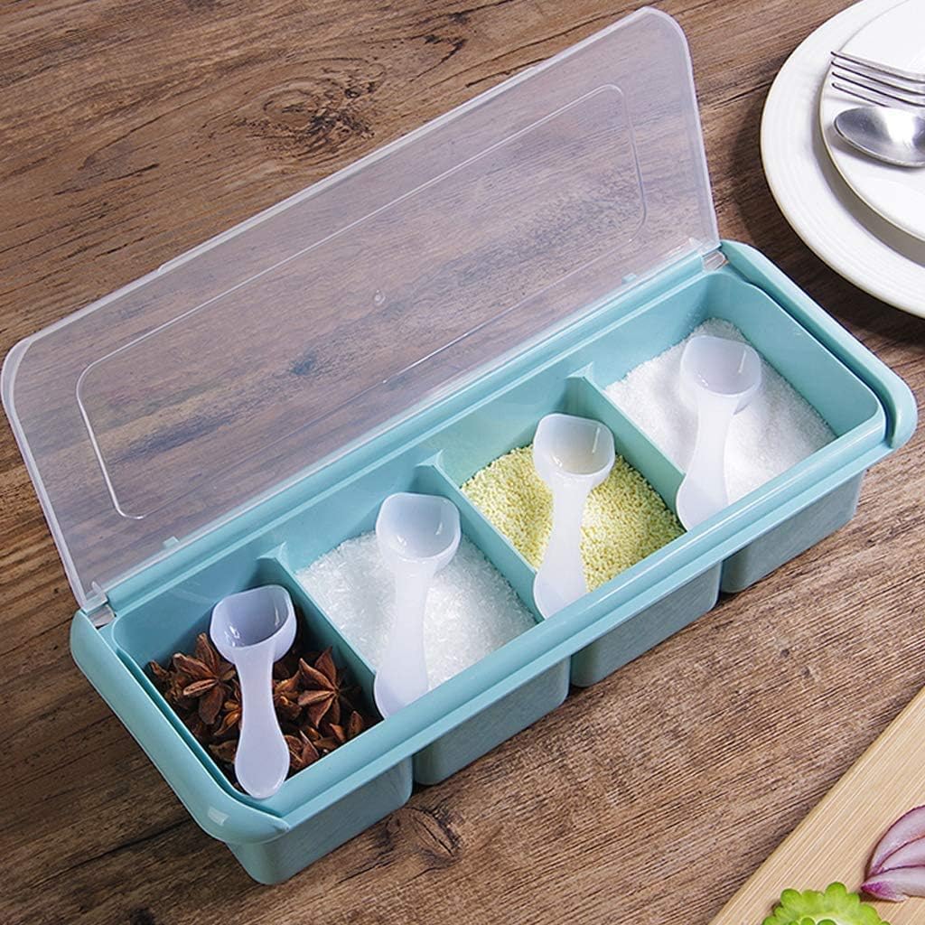 Plastic Seasoning Box Set Spice Jars Kitchen Spice Rack Salt Sugar Spice Pepper Condiment Container Kitchen Cruet Seasonings Tools (Color : Pink) (Color : Pink) (Blue)