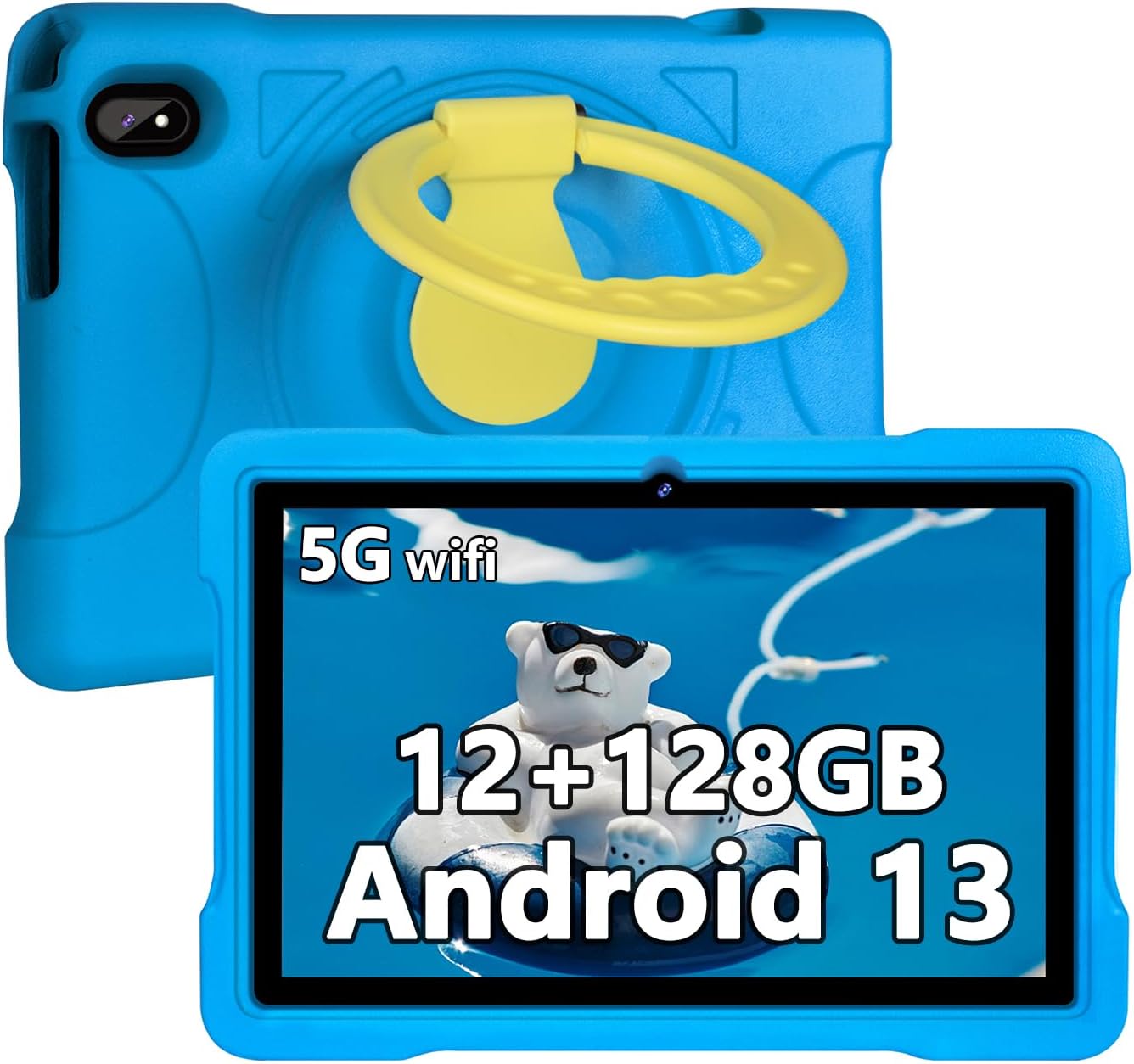 Wainyok 10,1 inch Android kindertablet: 6 GB (4 2) 64 GB 1 TB Expand Tableta met 2,0 GHz Octa-Core processor | 5MP 8MP Dual camera's, HD IPS-scherm, 2.4G/5G WiFi, Bluetooth 5.0, Google GMS