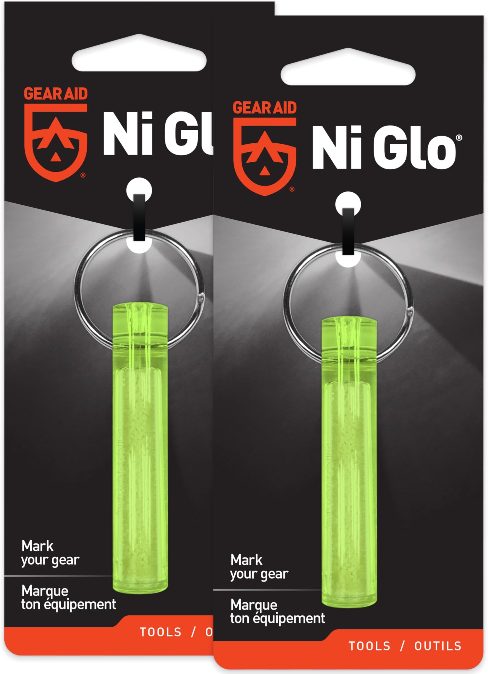 GEAR AID Ni Glo 2” UV Rechargeable Glowing Keychain – Multi-Purpose Glow-in-the-Dark Accessory for Camping