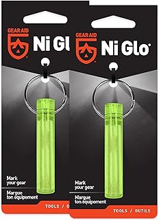 GEAR AID Ni Glo 2” UV Rechargeable Glowing Keychain – Multi-Purpose Glow-in-the-Dark Accessory for Camping