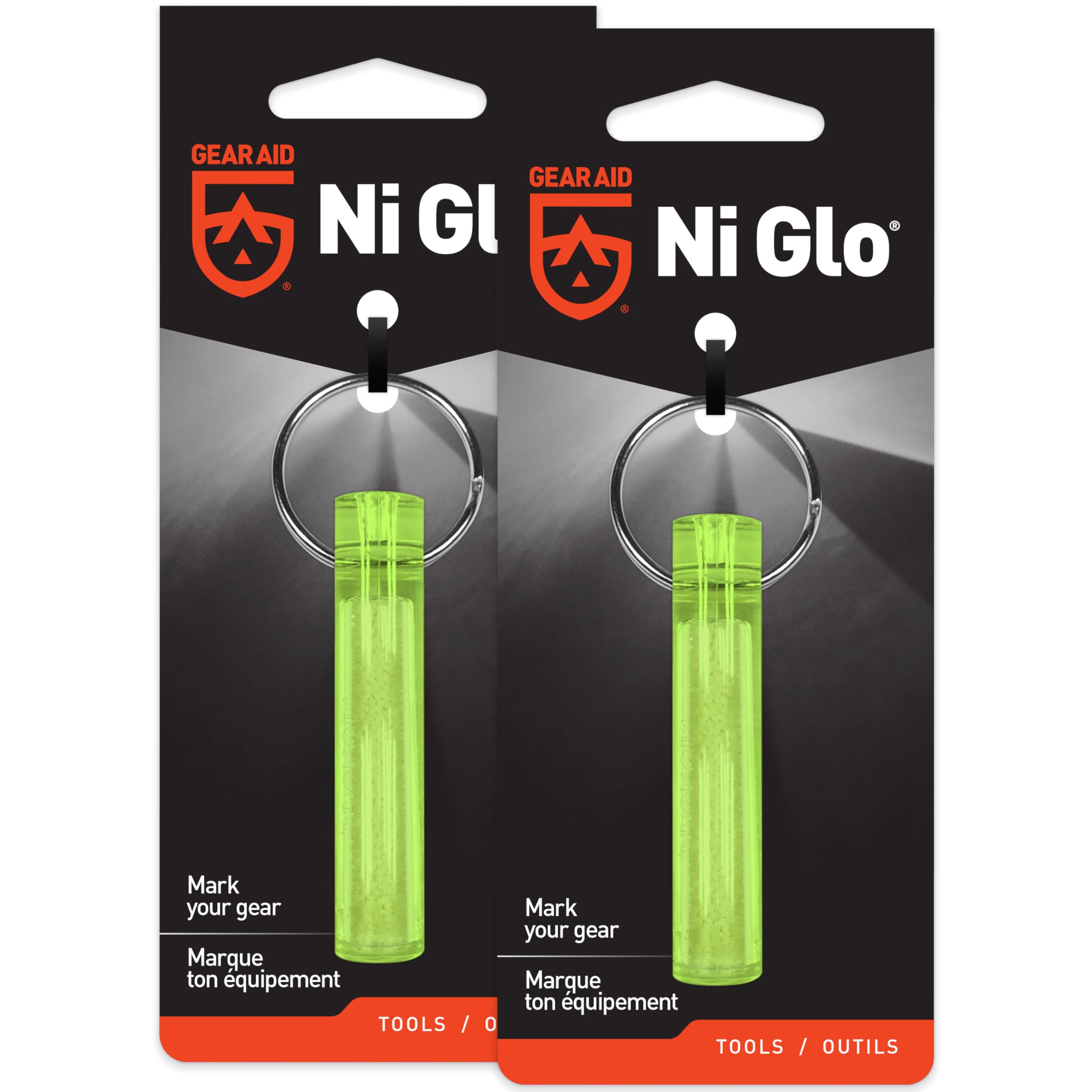GEAR AID Ni Glo 2” UV Rechargeable Glowing Keychain – Multi-Purpose Glow-in-the-Dark Accessory for Camping