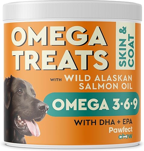 PawfectCHEW Aceite de pescado Omega 3 para perros, alivio de alergias, salud de las articulaciones, alivio de picazón, desprendimiento, suplemento