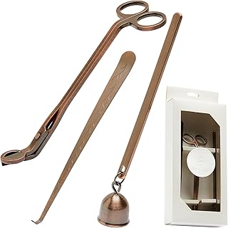 SEVENY 3 in 1 Candle Accessory Set, Candle Wick Trimmer Cutter, Candle Snuffer Extinguisher, Wick Dipper with Gift Package for Candle Lover(Copper)