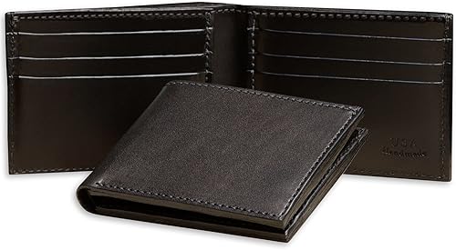 Billetera plegable de cuero de grano completo premium para hombre, 3 opciones de color, fabricada en Estados Unidos, Negro -, Billetera plegable