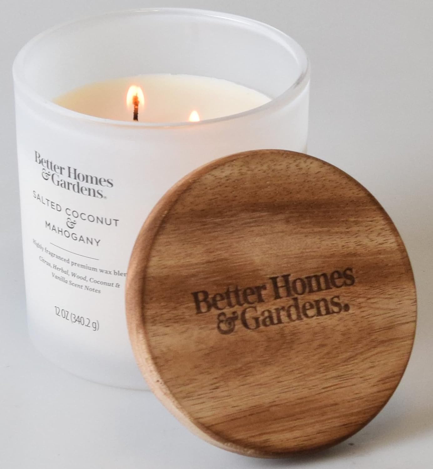 BetterHomes&Gardens 12oz Scented Candle, Salted Coconut & Mahogany 2-Pack, Cream, 35524 image 5 of 7 B09NDZ4GQP