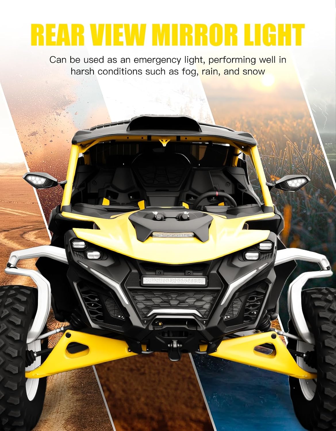 LED Side Mirror Lights for Can Am Maverick R, Rearview Mirrors light Lamps Side Mirror Accent Auxiliary Lights for Can Am Maverick R MAX X RS 2024-2025 Accessories, Replace #715007185