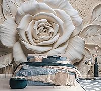 Vista 2 de AFZEVEB-3D Rose Flower Wallpaper Large Floral Wall murals for Bedroom 114"x74"(Not Peel and Stick)