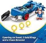 LEGO Sonic The Hedgehog Sonic : Jouet de voiture de course Speedster Lightning pour garçons et filles - Ensemble de construction avec minifigurine pour enfants et joueurs, 7+ - Idée de cadeau pour les anniversaires - 77117