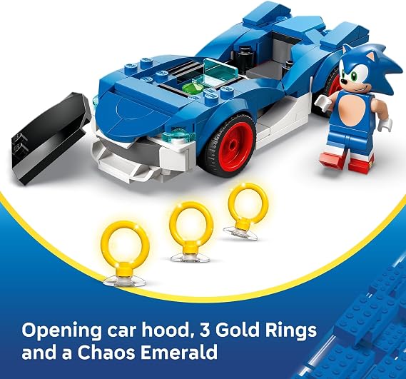LEGO Sonic The Hedgehog Sonic: Speedster Lightning Race Car Toy for Boys & Girls - Toy Building Set W/Minifigure for Kids & Gamers, Ages 7+ Gift Idea for Birthdays - 77117