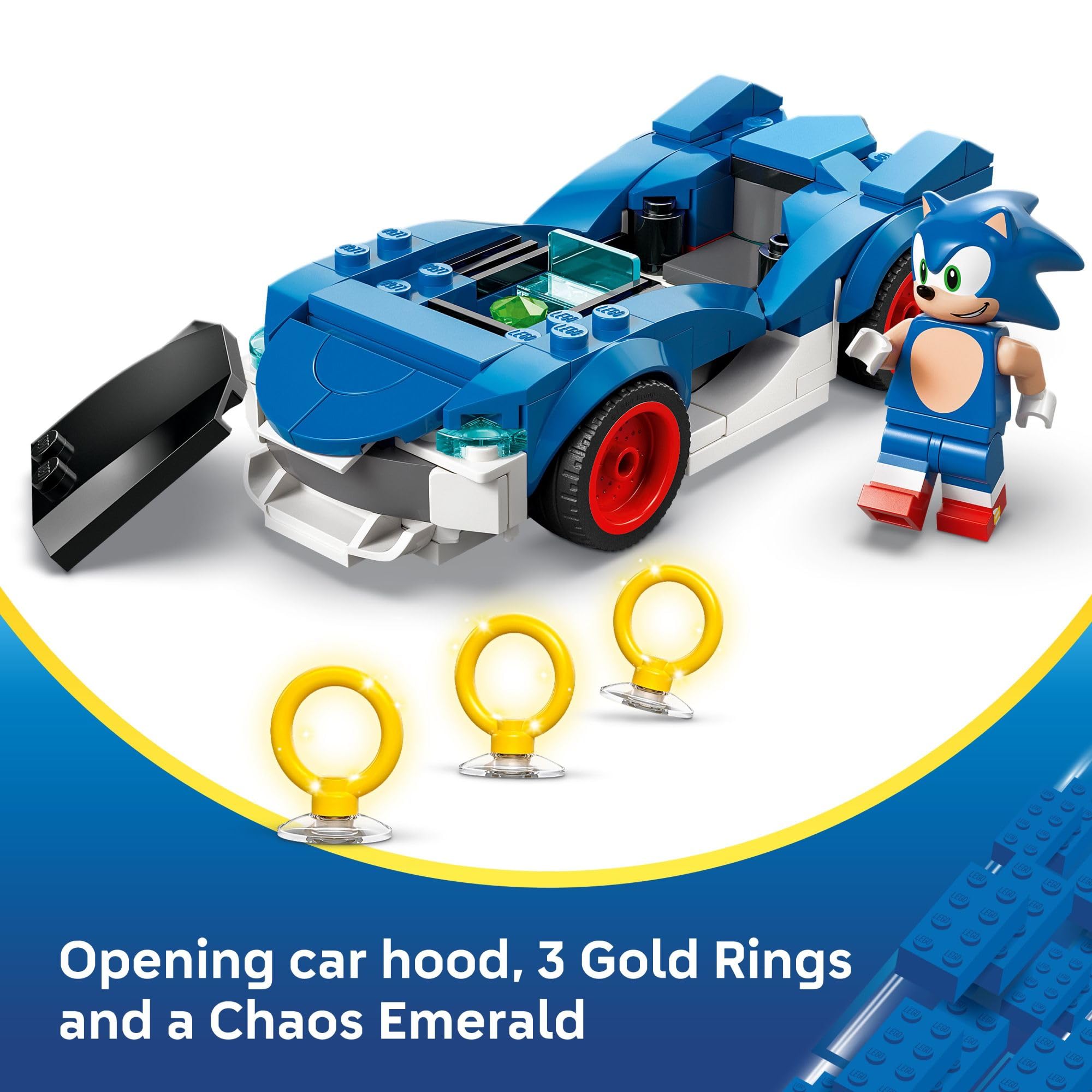 LEGO Sonic The Hedgehog Sonic: Speedster Lightning Race Car Toy for Boys & Girls - Toy Building Set W/Minifigure for Kids & Gamers, Ages 7+ - Gift Idea for Birthdays - 77117